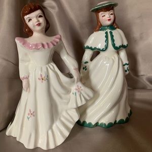 Pair of Vintage Florence Ceramics Girl Vase Figure
